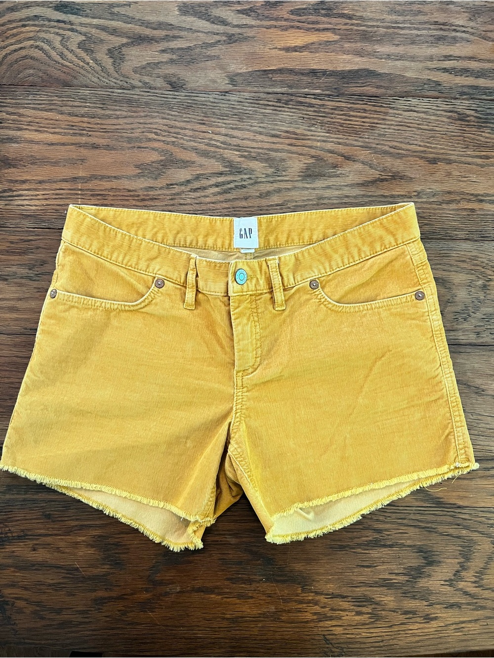 GAP Women’s Mustard Yellow Corduroy Frayed Hem Shorts